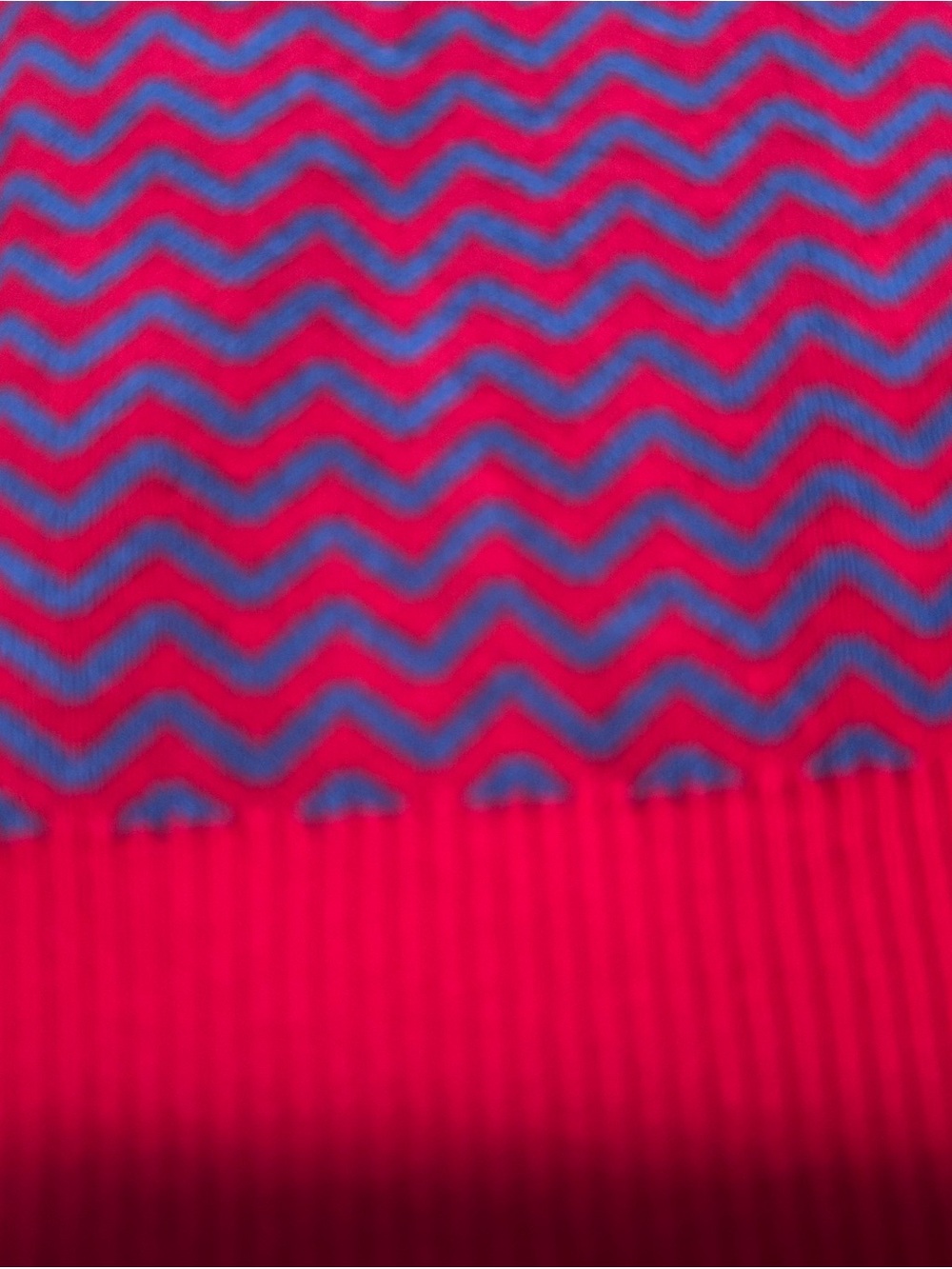 OXKNIT Red & Blue Zigzag Crew Neck One Shoulder Sweater - Picture 2 of 3